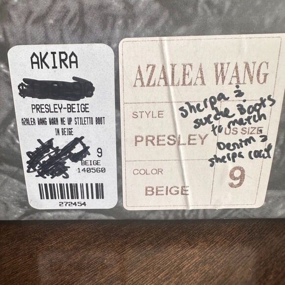 Azalea Wang Beige Quilted Sherpa Tan Suede Knee-High Stiletto Boots Size 9 NWB - Picture 9 of 9